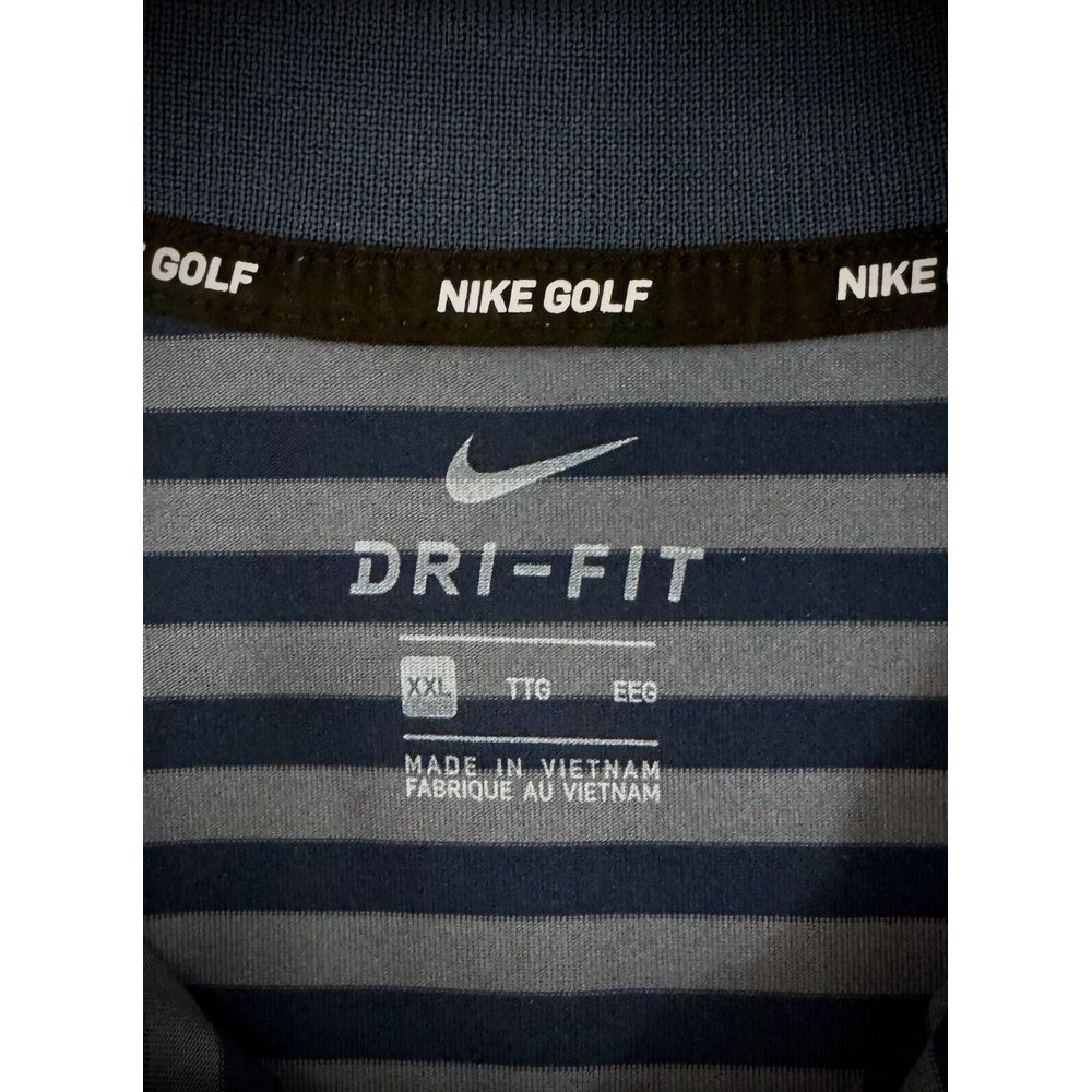 Nike Golf Mens XXL Dri-Fit Black Gray Striped Short Sleeve Performance Polo - Picture 6 of 6